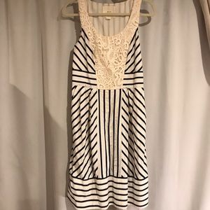 Maeve Anthropologie Navy & Cream Dress